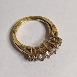 Vintage Gold Tone Signed NV CZ Ring